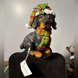 New Christmas Rottweiler Puppy dog Figurine Melrose NWT
